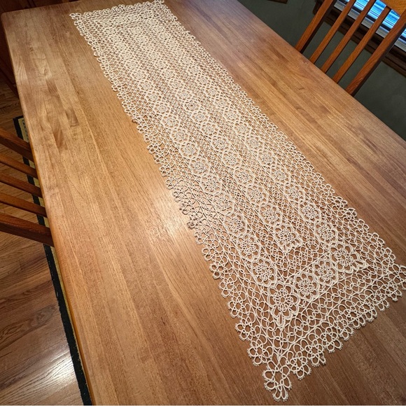 Vintage Other - Vintage Delicate Tatting Lace Doily Table Runner Rectangular Cream Runner
